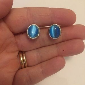 Vintage Moonstone Silver Clip-On Earrings